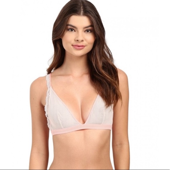 Free People Plunge Mesh Lace Trim Pink Bralette - Picture 6 of 8